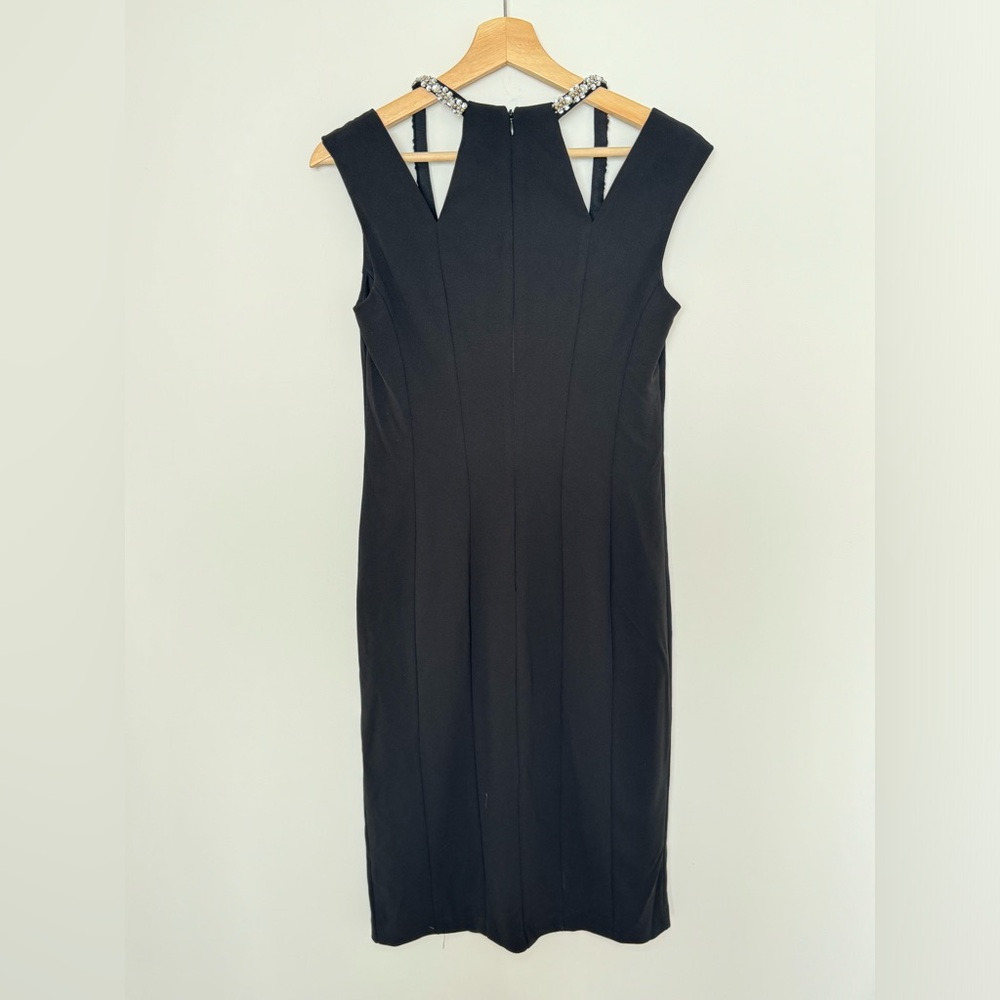 Aqua Women's Embellished Neck Sheath Dress Black Size 6 - Picture 3 of 9